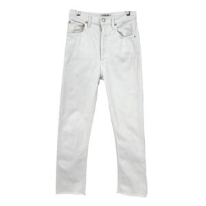 AGOLDE Riley High Rise Straight Crop Jeans White Denim Raw Hem Size‎ 25
